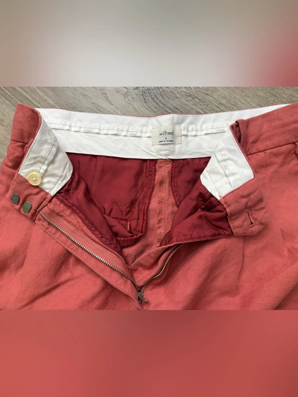 Aritzia Wilfred The Effortless Pants Linen Warm Sienna Red Size 8 Trousers - Picture 7 of 10